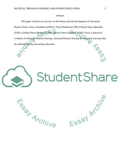 Societal Benchmark in Advanced Practice Nursing