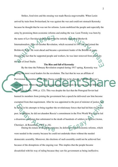 The Effect of Kerensky, Trotsky, and Lenin in the February and October Revolutions of 1917