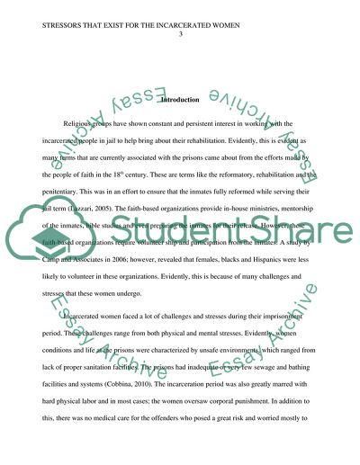 What stressors exist for incarcerated women