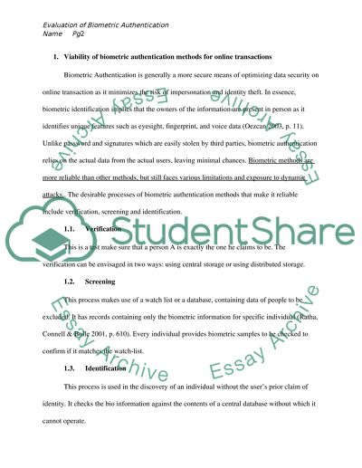 Biometric Authentication