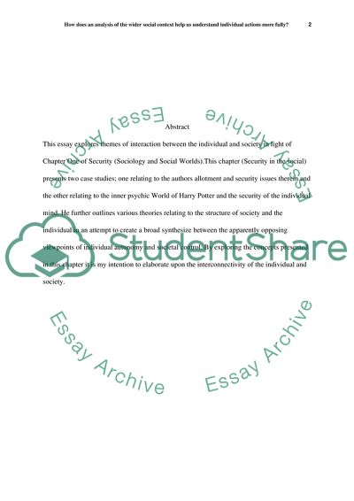 How Does an Analysis of the Wider Social Context Help Us Understand Individual Actions More Fully