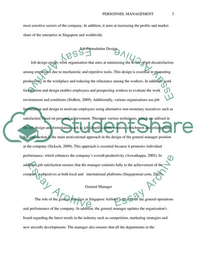 Personnel Management of Singapore Airlines