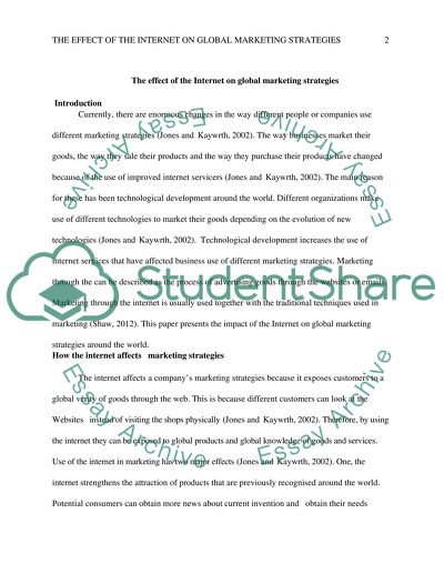 The Effect of the Internet on Global Marketing Strategies