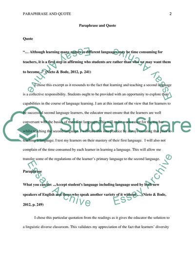 Paraphrase and Quote