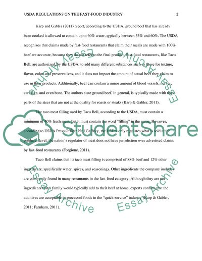 Fast Food Meat Standards