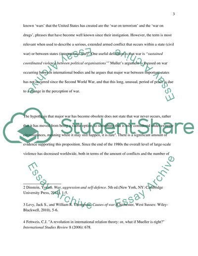 The Re-emergence of Internatiol War- Was Mueller Overly Optimistic in the End of War Debate