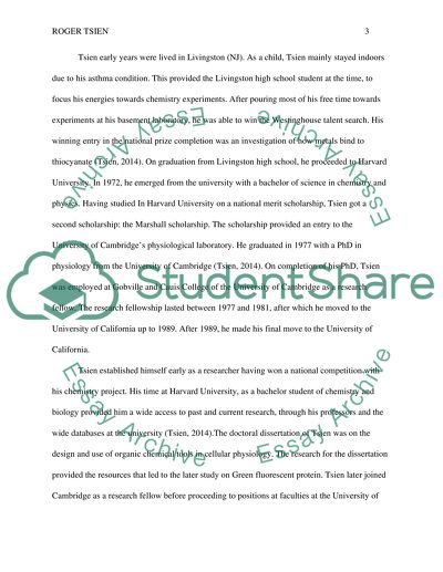 Personal profile about Roger Tsien who is biochemist