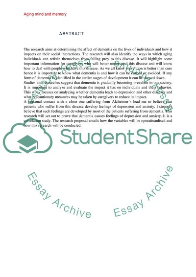 Aging Mind and Memory