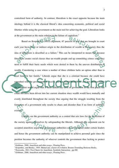 Comparison between Anarchism and Liberalism