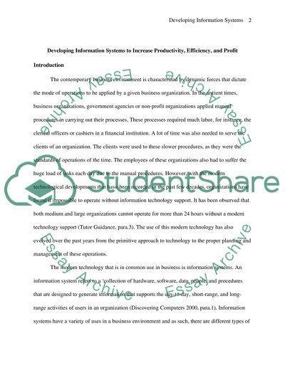 Developing Information Systems to Increase Productivity