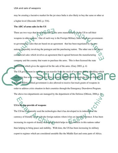 United States of America and sale of weapons