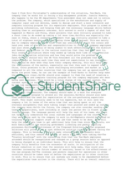 Management Problem of Tex-Mark