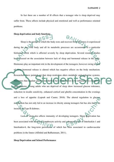 Effects of Sleep Deprivation on Teenagers