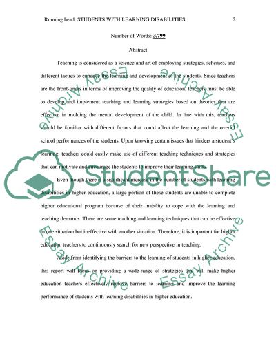 Students with Learning Disabilities in Higher Education