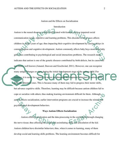 Autism and the Effects on Socialization