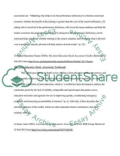 Educational Needs Assessment