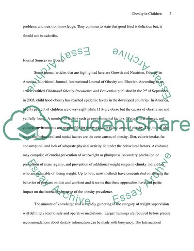 Analysis of Obesity in Children