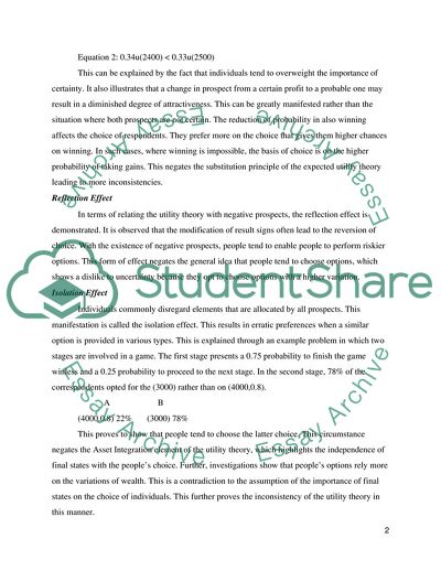 Analysis of Decision Under Risk