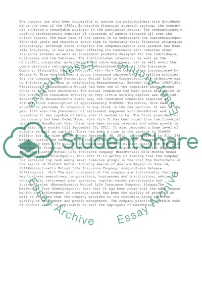 Business Strategies of Massachusetts Mutual Life Insurance Company