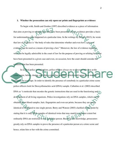 Ear Prints and Fingerprints as Evidence