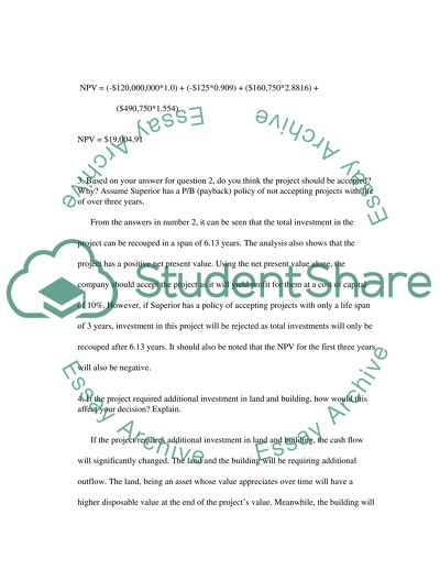 Financial Management Superior Manufacturing