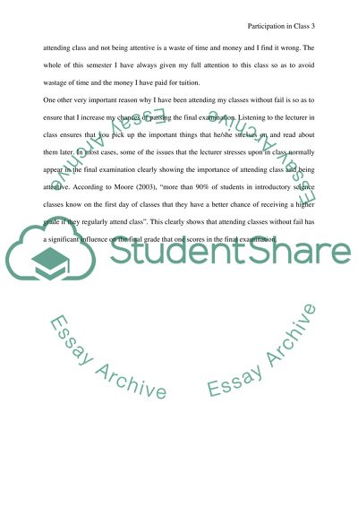 My Participation in Class and the Reasons for Participation