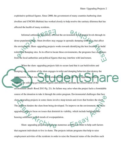 Critical thinking- Critically discuss whether slum-upgrading projects have been a success or failure