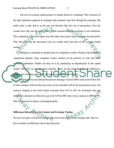 Financial Derivatives and Strategies for Hedging and Risk Management