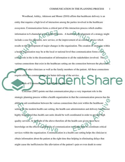 Communication in the Planning Process