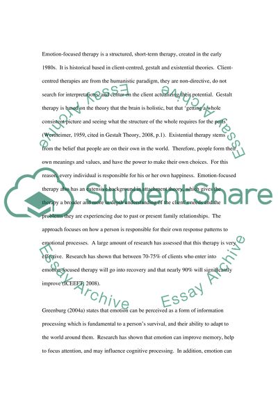 The Role of Emotion: Focused Therapy in Functional Assessment
