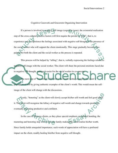 Grassroots Organizing Intervention in relation to Chicano Clients