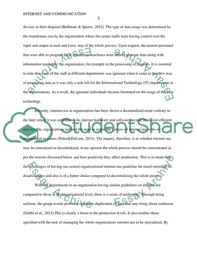 Internet Use at Organizations