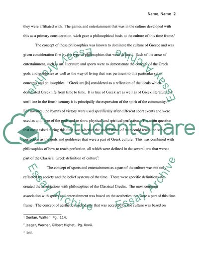 The Entertainment and Sports of Classical Greece: the Philosophies and the Religious Center