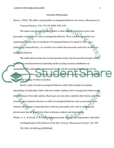 The Effects of Personality on Managerial Behavior