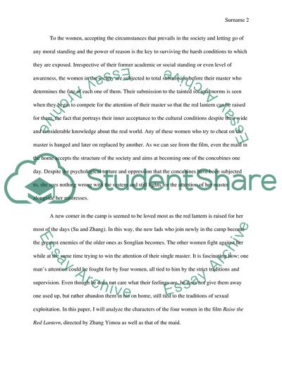 Character Analysis: Raise the Red Lantern by Zhang Yimou