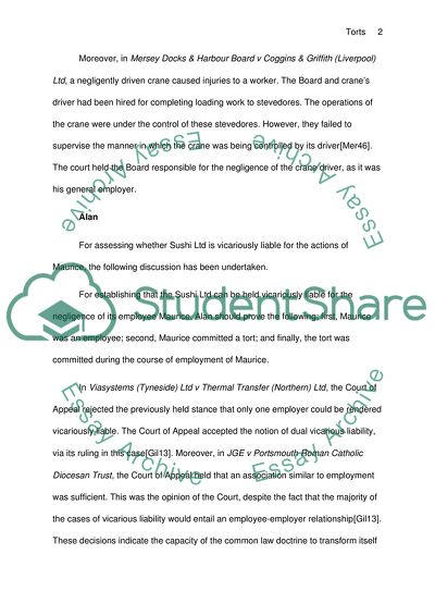 The Liability of an Employer Regarding the Torts