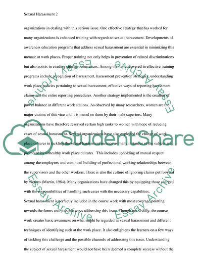 The Issue of Sexual Harassment