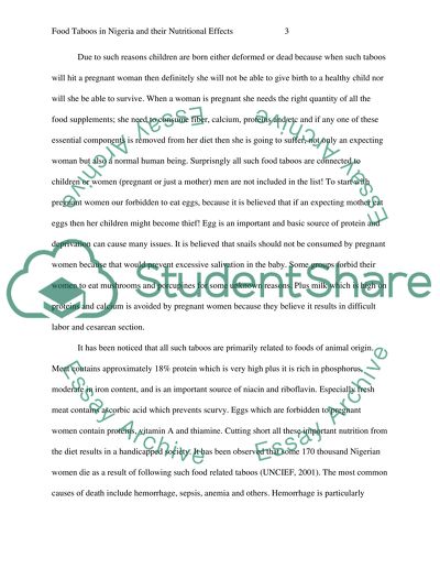 Food taboos in Nigeria and their nutritional effects