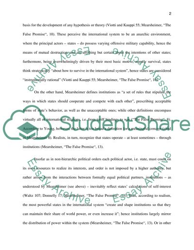 Realism: the Role of International Organizations