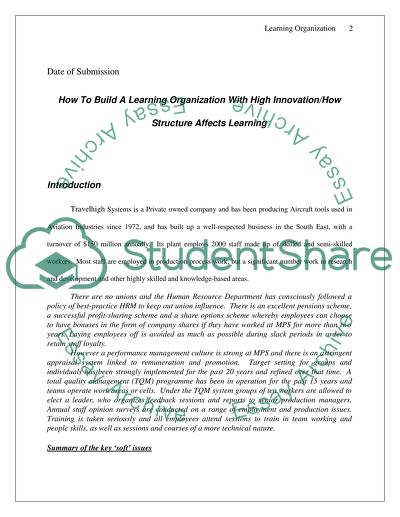 How to build a learning organization with high innovation/how structure affects learning