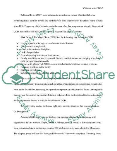 Children with Oppositional Defiant Disorder