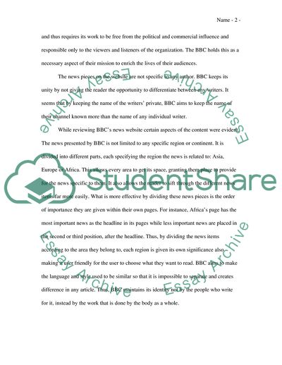 Content Analysis of British Broadcasting Company Website
