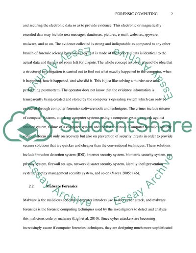 Malware Forensic Computing