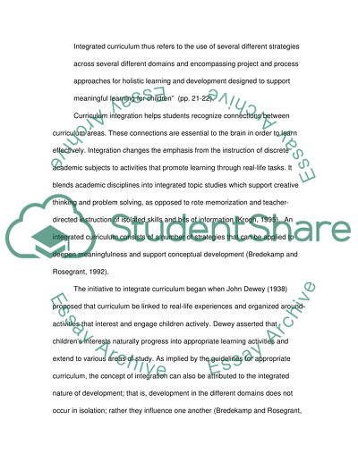 An Integrated Curriculum in the Early Childhood Program