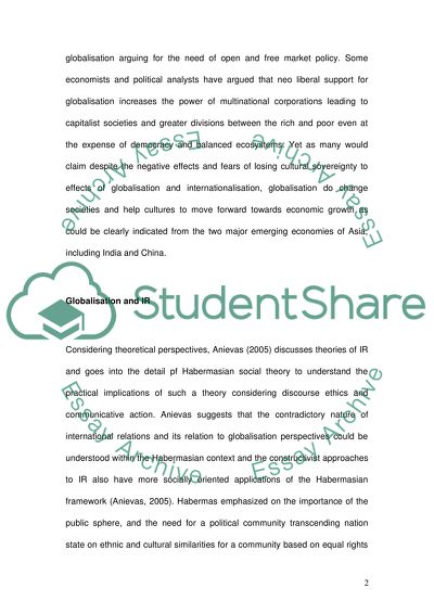 Globalisation and International Relations