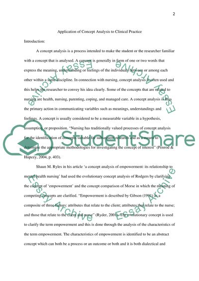 Application of Concept Analysis to Clinical Practice