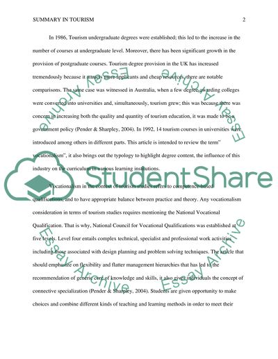 The Management of Tourism