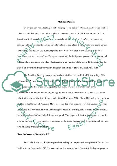 The Manifest Destiny Concept in the US