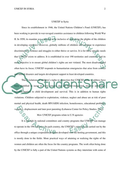 UNICEF Program Supporting Syrian Refugees