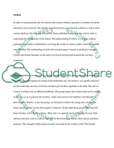 Effect Of Women Serving In The Military On Mens Work Ethic